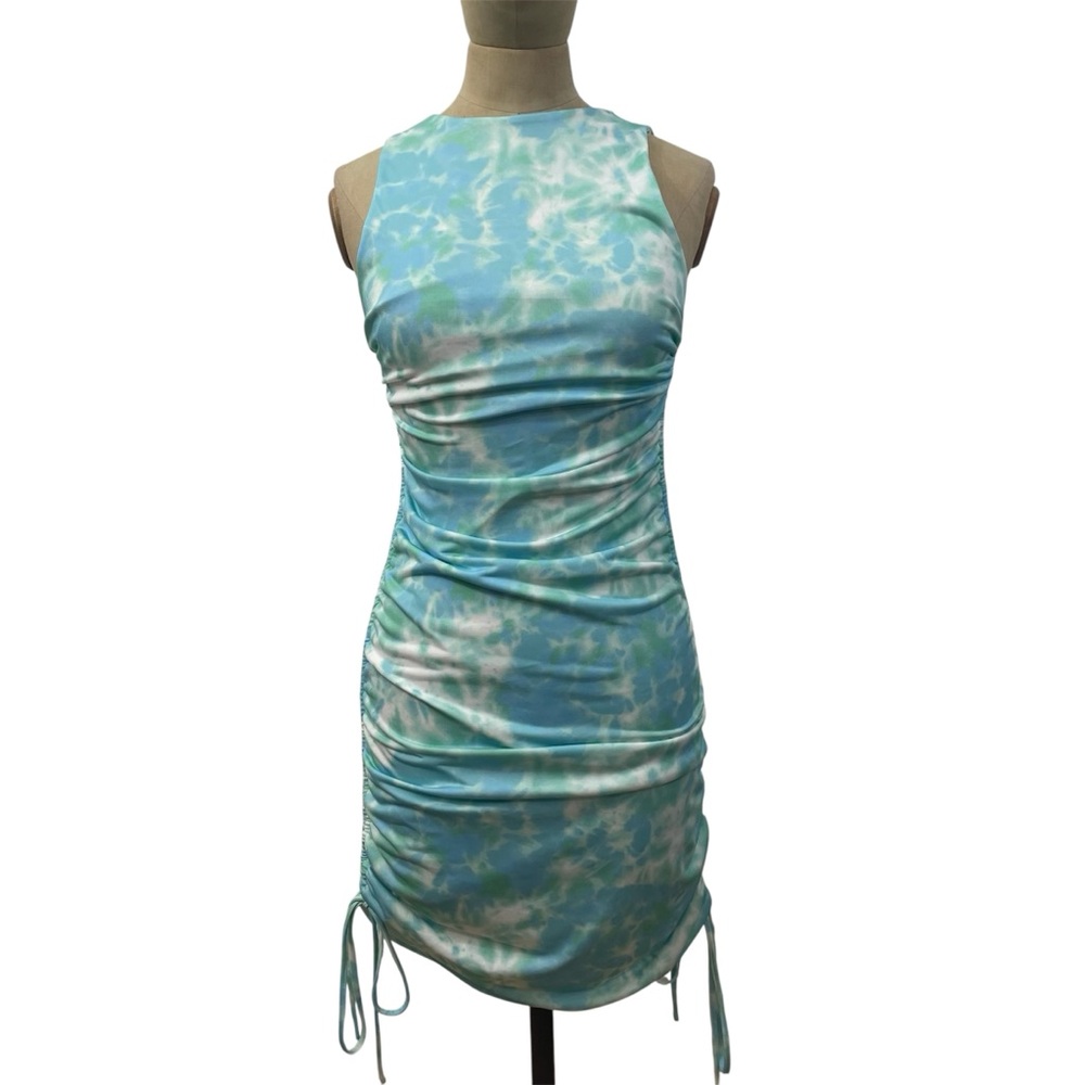 Tiger Mist Noelle Dress XS Green Dye NWT Sleeveless Bodycon Mini Tie Side Halter